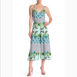 One One Six Palm Printed Jumpsuit Lace Up Medium